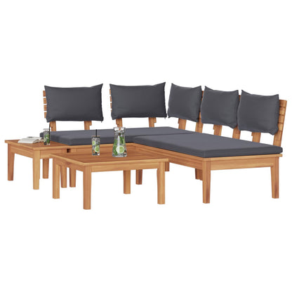 vidaXL Garden Sofa Set 4 pcs Brown and Grey 3