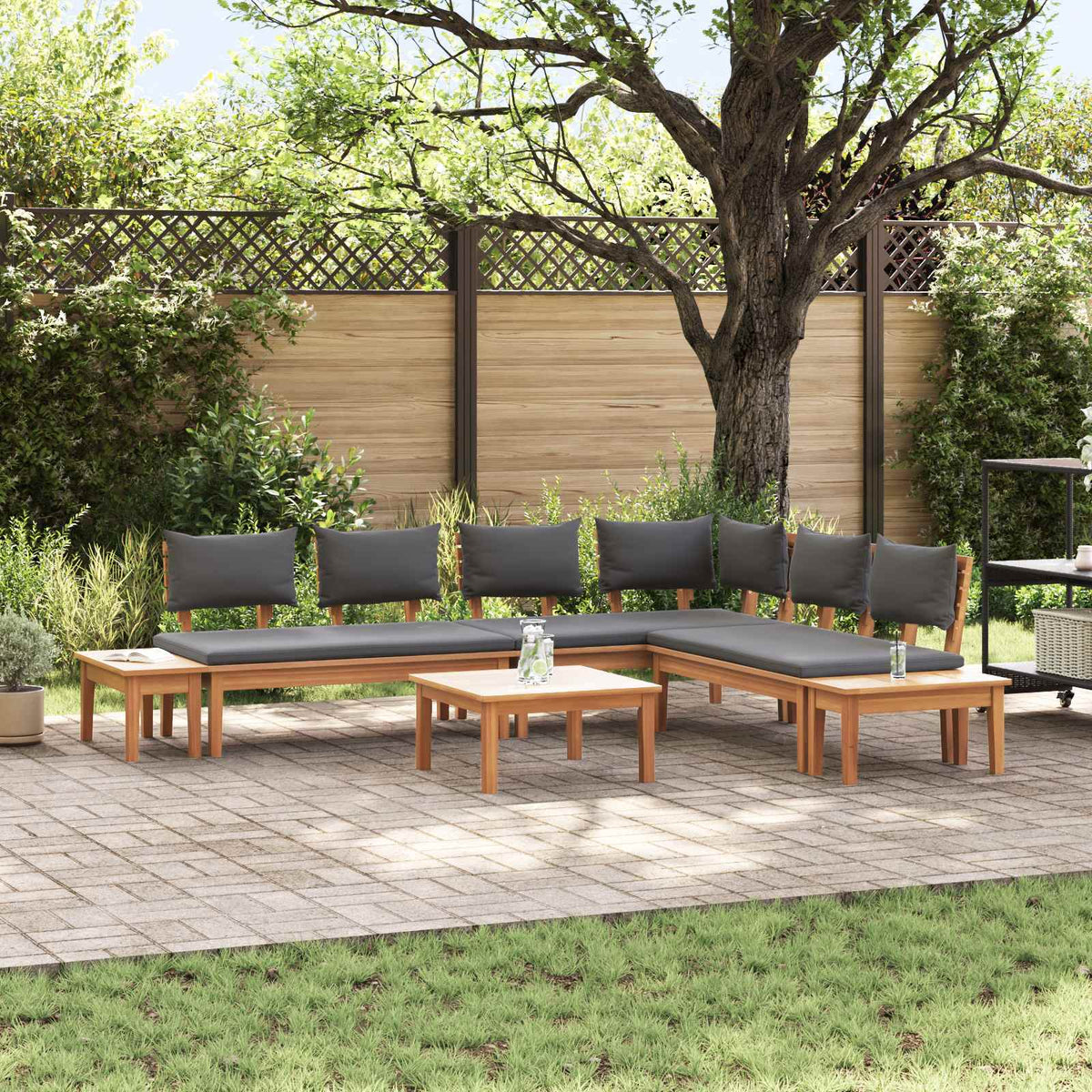 vidaXL Garden Sofa Set 4 pcs Brown and Grey