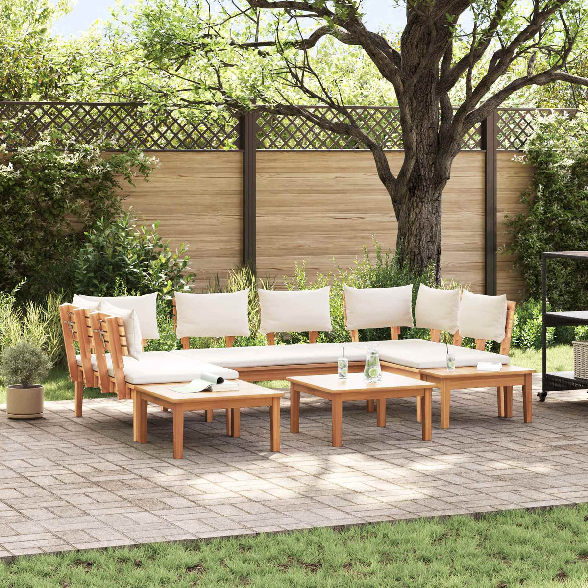 vidaXL Garden Sofa Set 4 pcs Brown and Grey