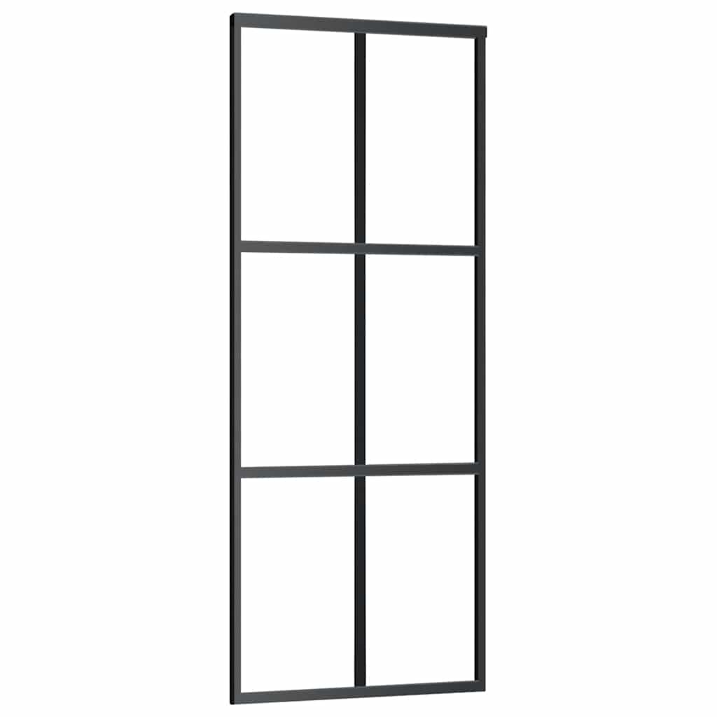 vidaXL Sliding Door with Hardware Set Black 76x205 cm ESG Glass 5