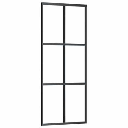 vidaXL Sliding Door with Hardware Set Black 76x205 cm ESG Glass 5
