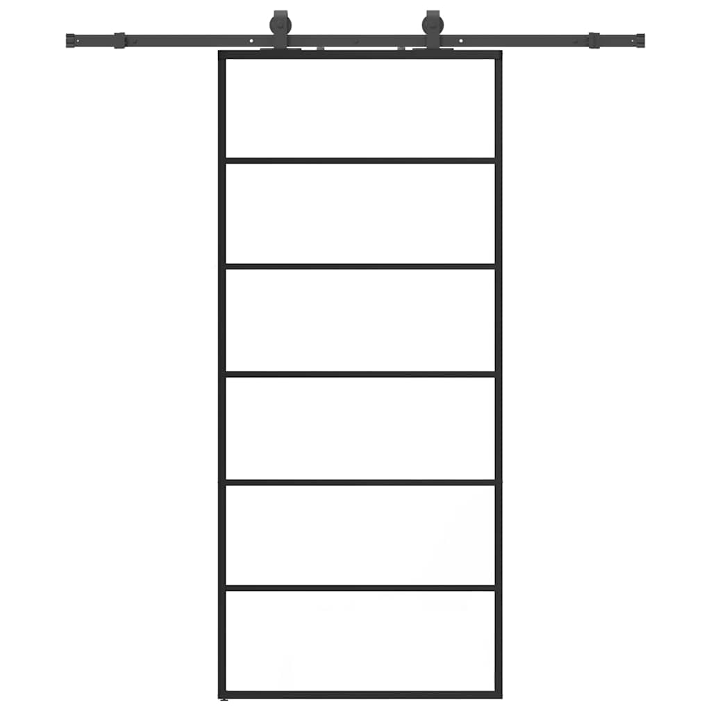 vidaXL Sliding Door with Hardware Set Black 90x205 cm ESG Glass 2