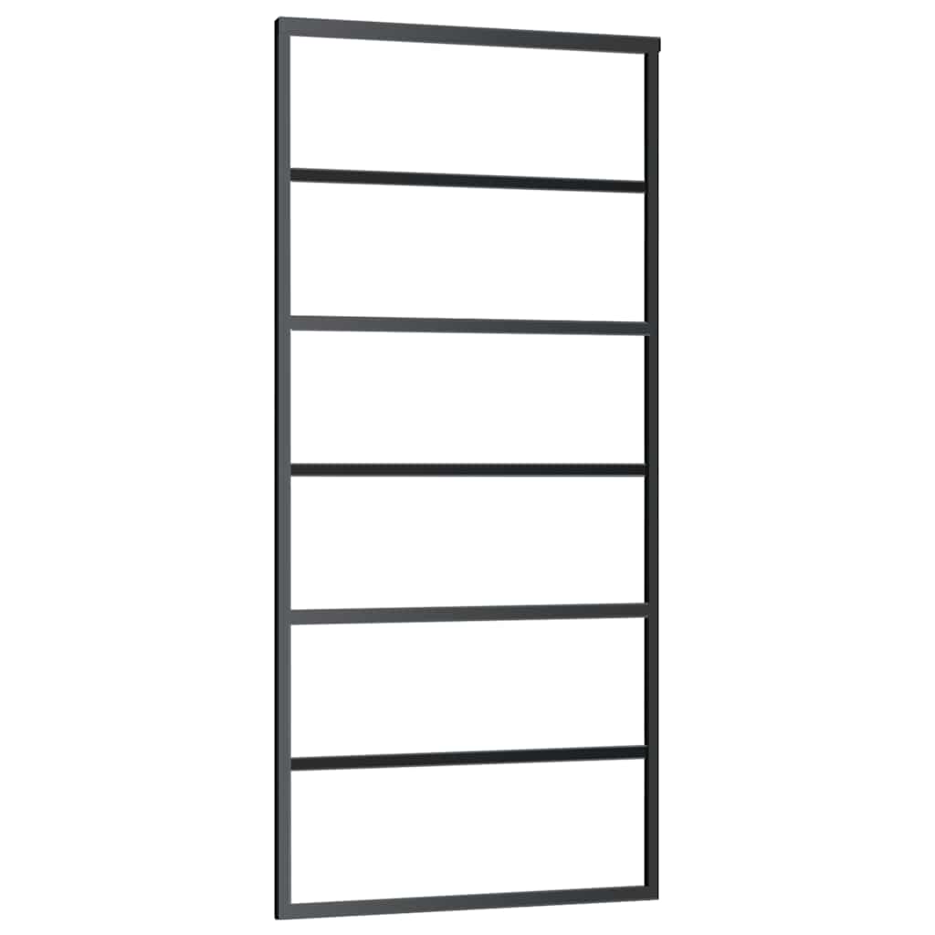 vidaXL Sliding Door with Hardware Set Black 90x205 cm ESG Glass 5