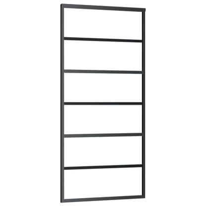 vidaXL Sliding Door with Hardware Set Black 90x205 cm ESG Glass 5