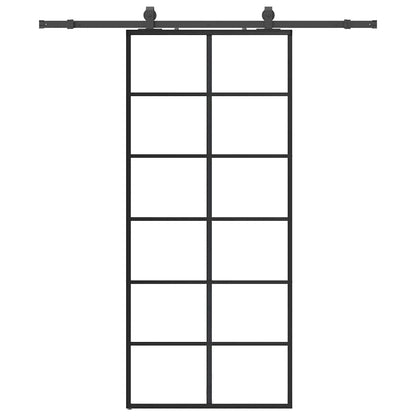 vidaXL Sliding Door with Hardware Set Black 90x205 cm ESG Glass 2