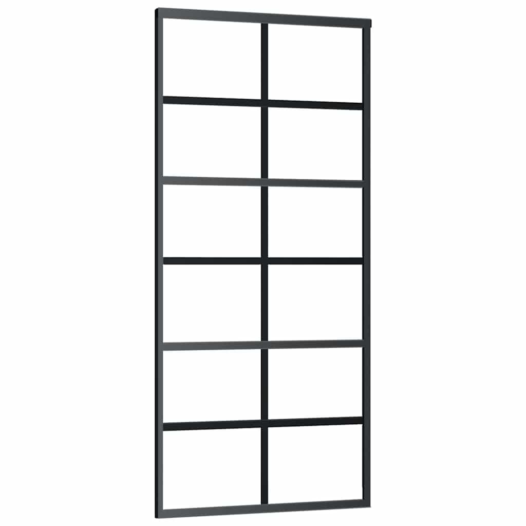 vidaXL Sliding Door with Hardware Set Black 90x205 cm ESG Glass 5