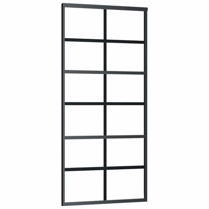 vidaXL Sliding Door with Hardware Set Black 90x205 cm ESG Glass 5