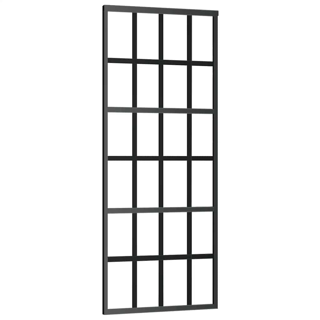 vidaXL Sliding Door with Hardware Set Black 76x205 cm ESG Glass 5