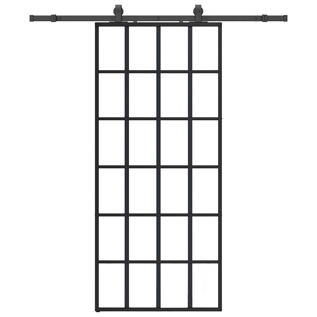 vidaXL Sliding Door with Hardware Set Black 90x205 cm ESG Glass 2