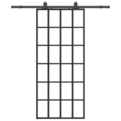 vidaXL Sliding Door with Hardware Set Black 90x205 cm ESG Glass 2