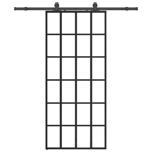 vidaXL Sliding Door with Hardware Set Black 90x205 cm ESG Glass 2