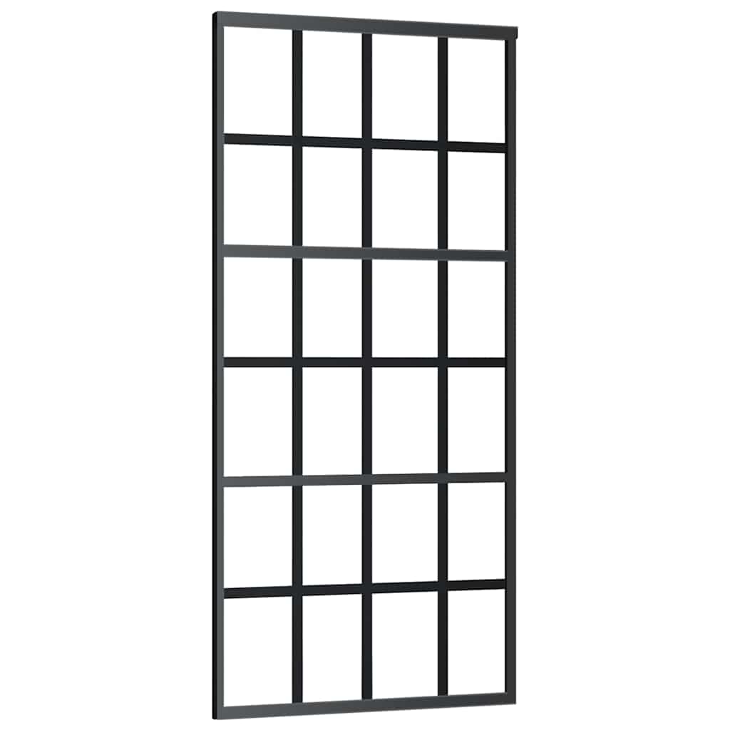 vidaXL Sliding Door with Hardware Set Black 90x205 cm ESG Glass 5