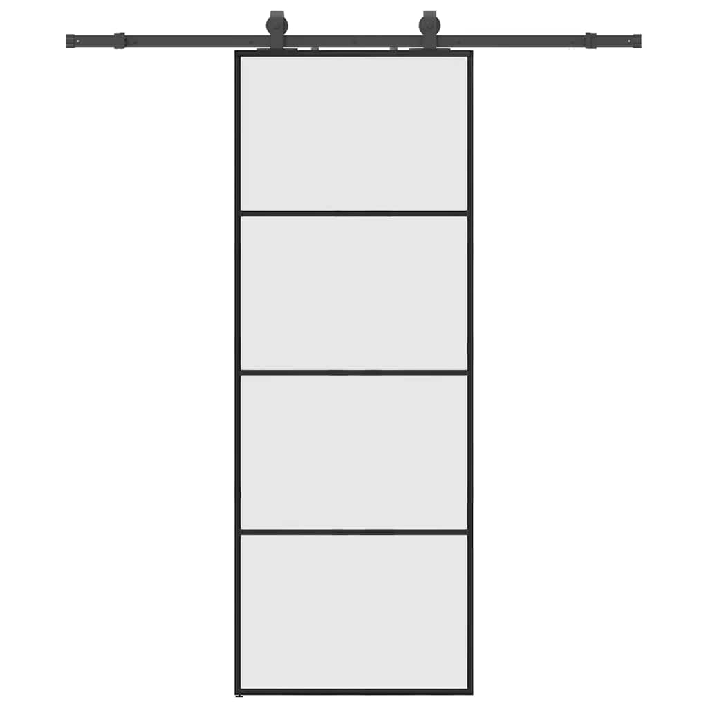 vidaXL Sliding Door with Hardware Set Black 76x205 cm ESG Glass 2