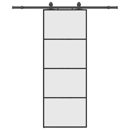 vidaXL Sliding Door with Hardware Set Black 76x205 cm ESG Glass 2
