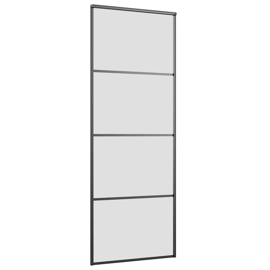 vidaXL Sliding Door with Hardware Set Black 76x205 cm ESG Glass 5