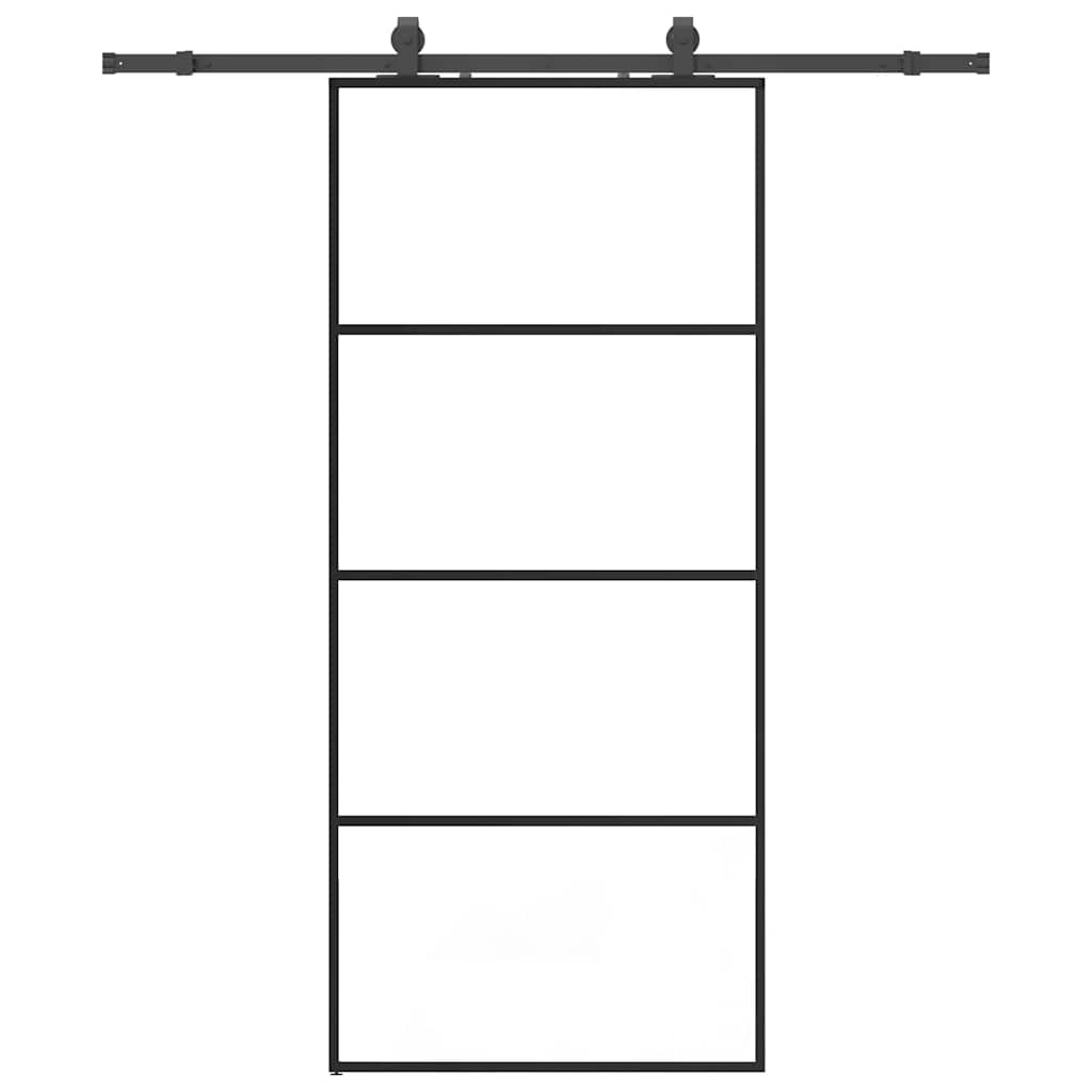 vidaXL Sliding Door with Hardware Set Black 90x205 cm ESG Glass 2