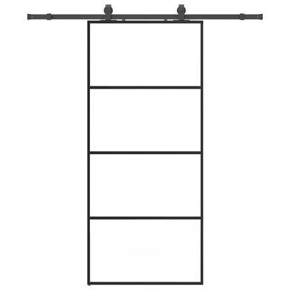 vidaXL Sliding Door with Hardware Set Black 90x205 cm ESG Glass 2