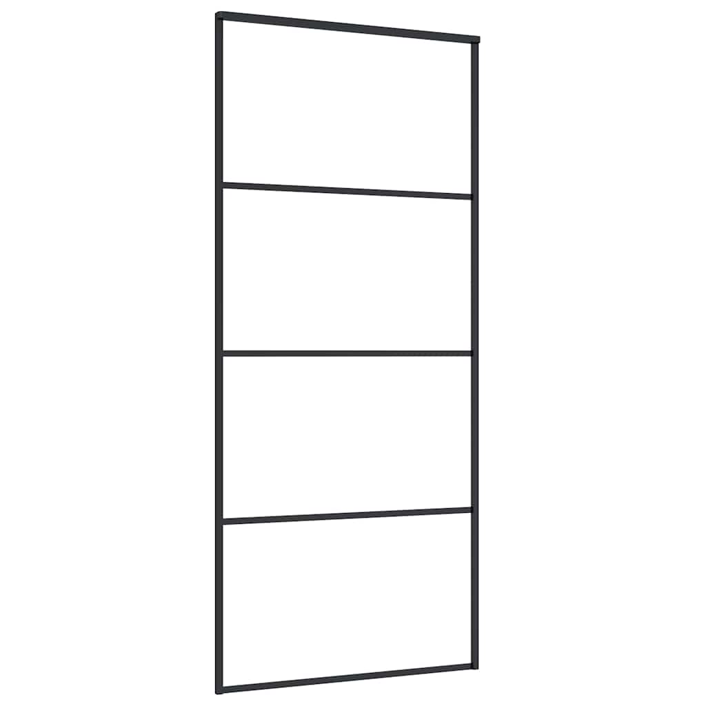 vidaXL Sliding Door with Hardware Set Black 90x205 cm ESG Glass 5