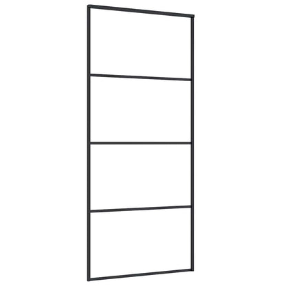 vidaXL Sliding Door with Hardware Set Black 90x205 cm ESG Glass 5