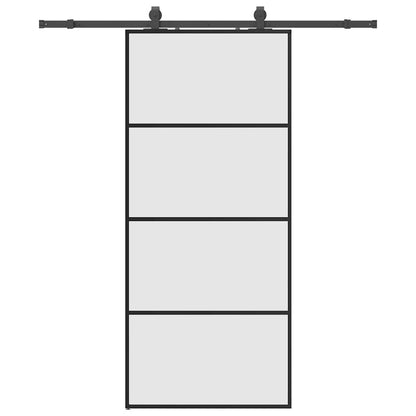 vidaXL Sliding Door with Hardware Set Black 90x205 cm ESG Glass 2