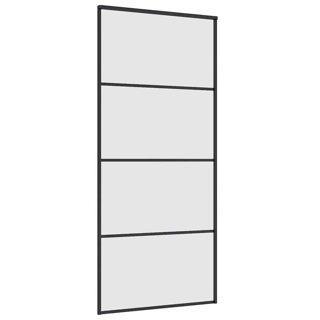 vidaXL Sliding Door with Hardware Set Black 90x205 cm ESG Glass 6