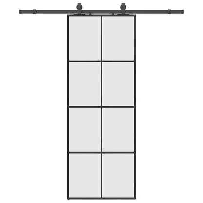 vidaXL Sliding Door with Hardware Set Black 76x205 cm ESG Glass 2