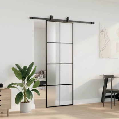 vidaXL Sliding Door with Hardware Set Black 76x205 cm ESG Glass 3