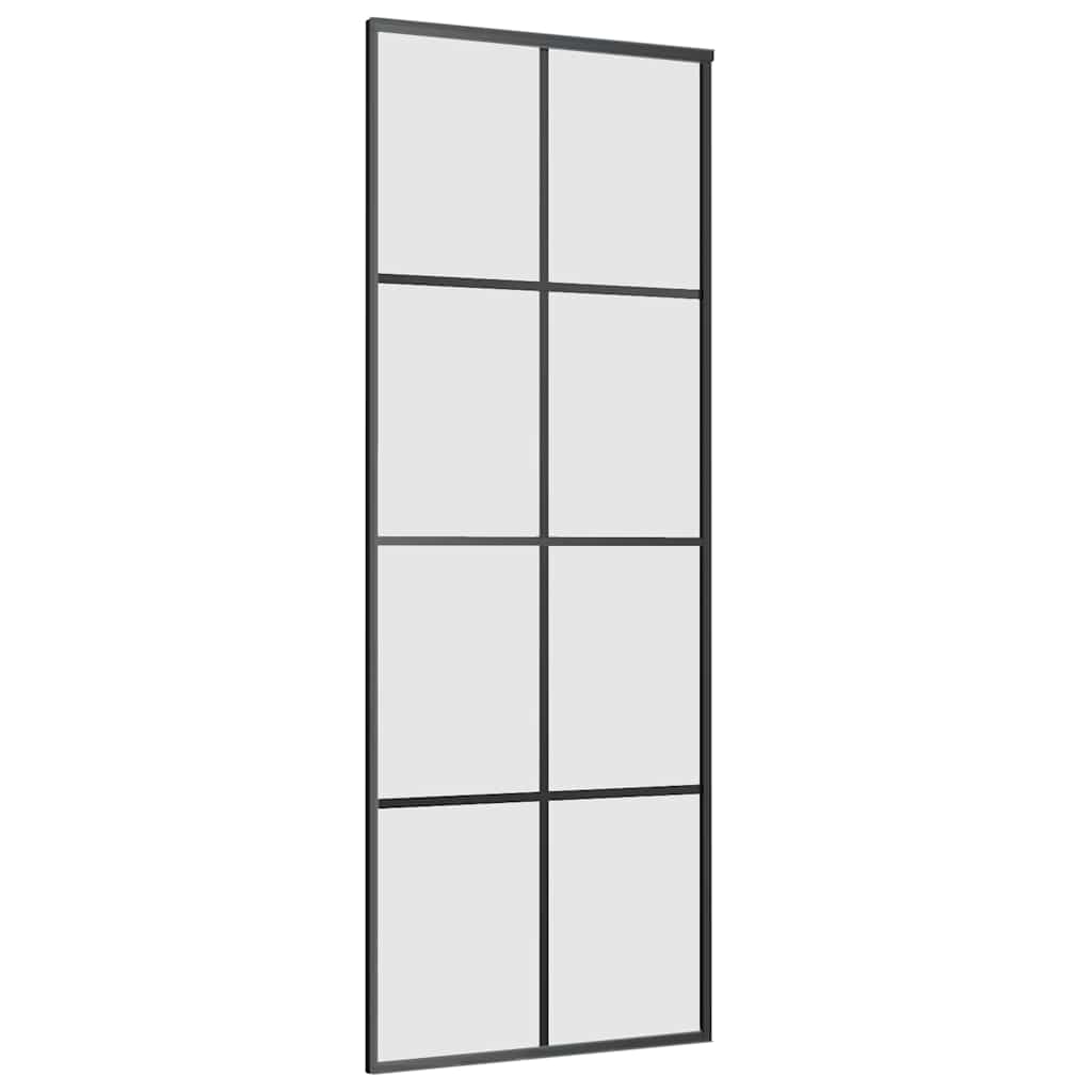 vidaXL Sliding Door with Hardware Set Black 76x205 cm ESG Glass 5