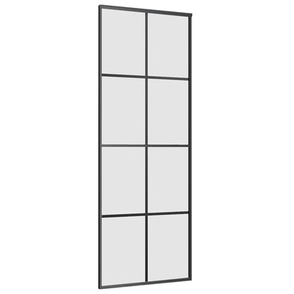 vidaXL Sliding Door with Hardware Set Black 76x205 cm ESG Glass 5