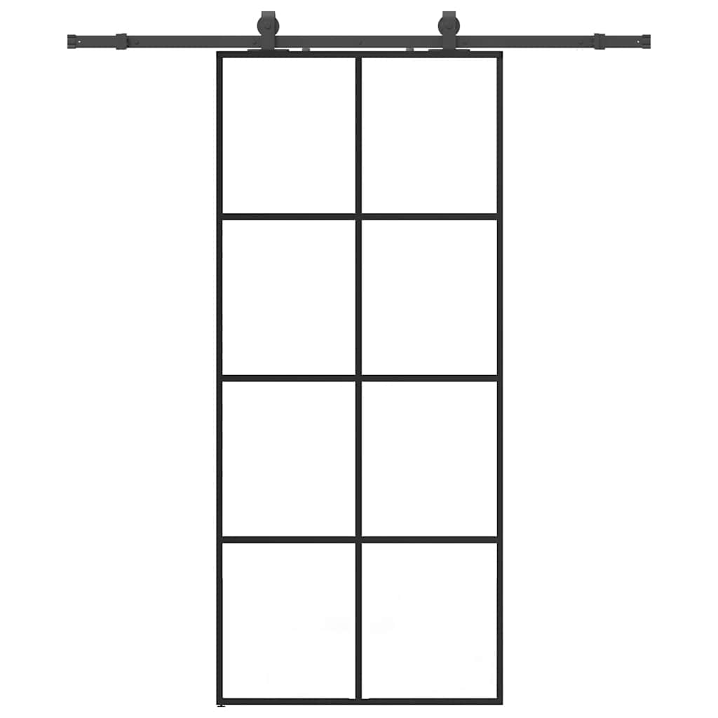 vidaXL Sliding Door with Hardware Set Black 90x205 cm ESG Glass 2