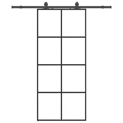 vidaXL Sliding Door with Hardware Set Black 90x205 cm ESG Glass 2