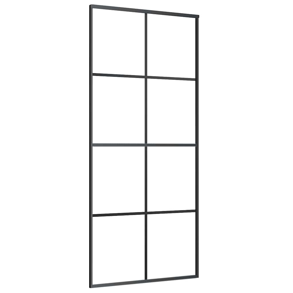 vidaXL Sliding Door with Hardware Set Black 90x205 cm ESG Glass 5