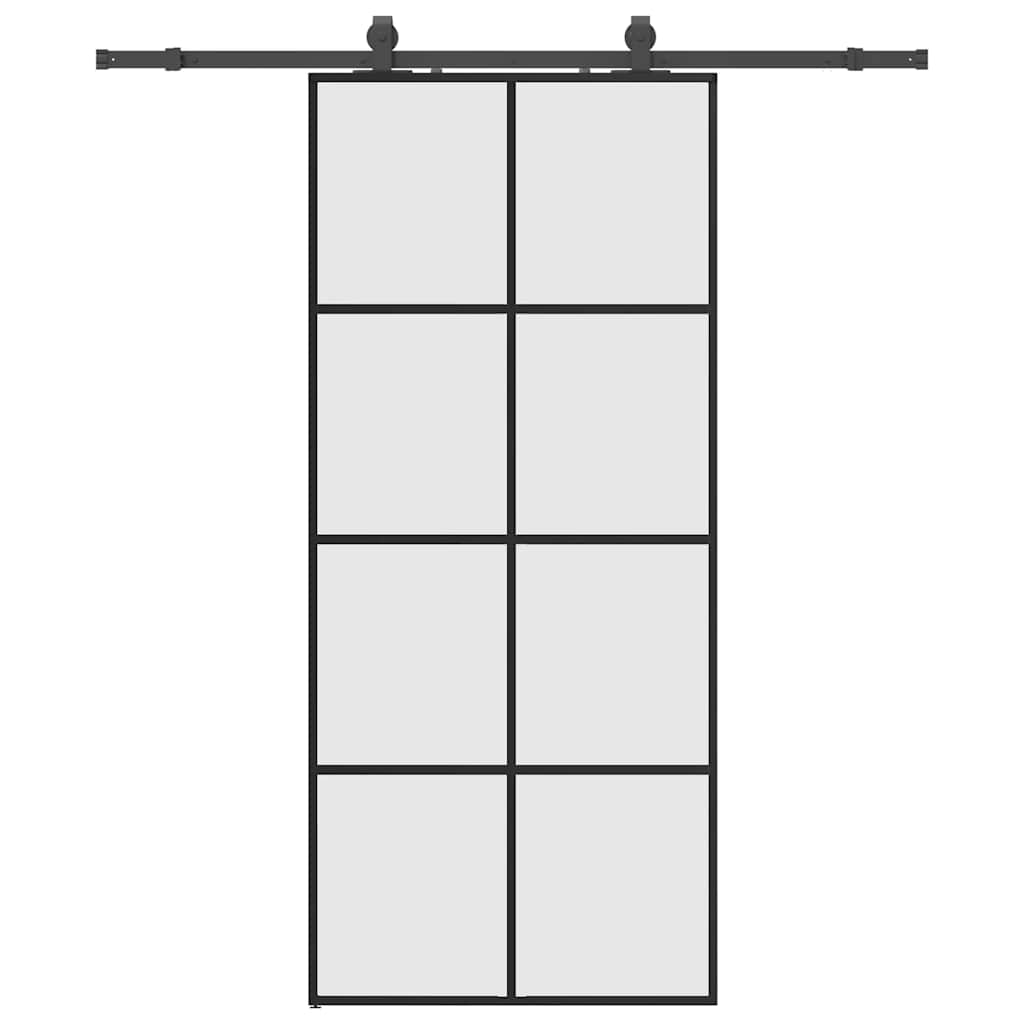 vidaXL Sliding Door with Hardware Set Black 90x205 cm ESG Glass 2
