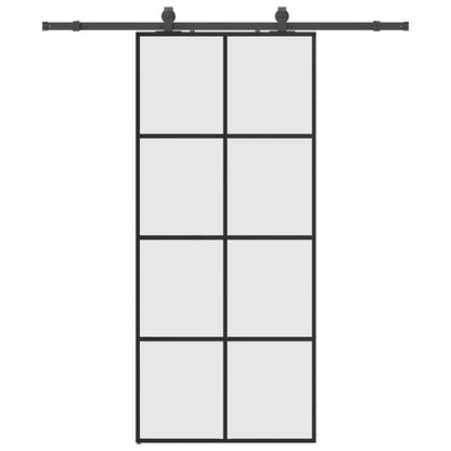 vidaXL Sliding Door with Hardware Set Black 90x205 cm ESG Glass 2