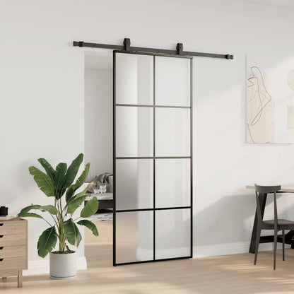vidaXL Sliding Door with Hardware Set Black 90x205 cm ESG Glass 3
