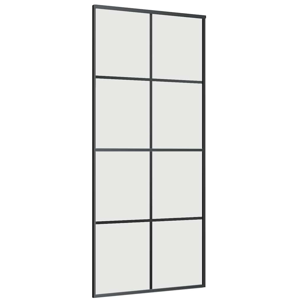vidaXL Sliding Door with Hardware Set Black 90x205 cm ESG Glass 5