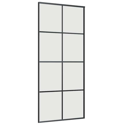 vidaXL Sliding Door with Hardware Set Black 90x205 cm ESG Glass 5