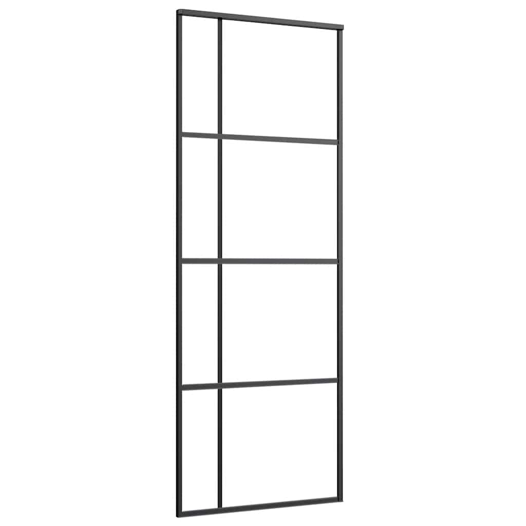 vidaXL Sliding Door with Hardware Set Black 76x205 cm ESG Glass 5