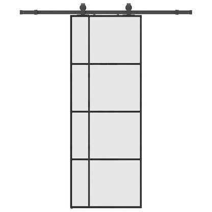 vidaXL Sliding Door with Hardware Set Black 76x205 cm ESG Glass 2