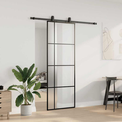 vidaXL Sliding Door with Hardware Set Black 76x205 cm ESG Glass 3