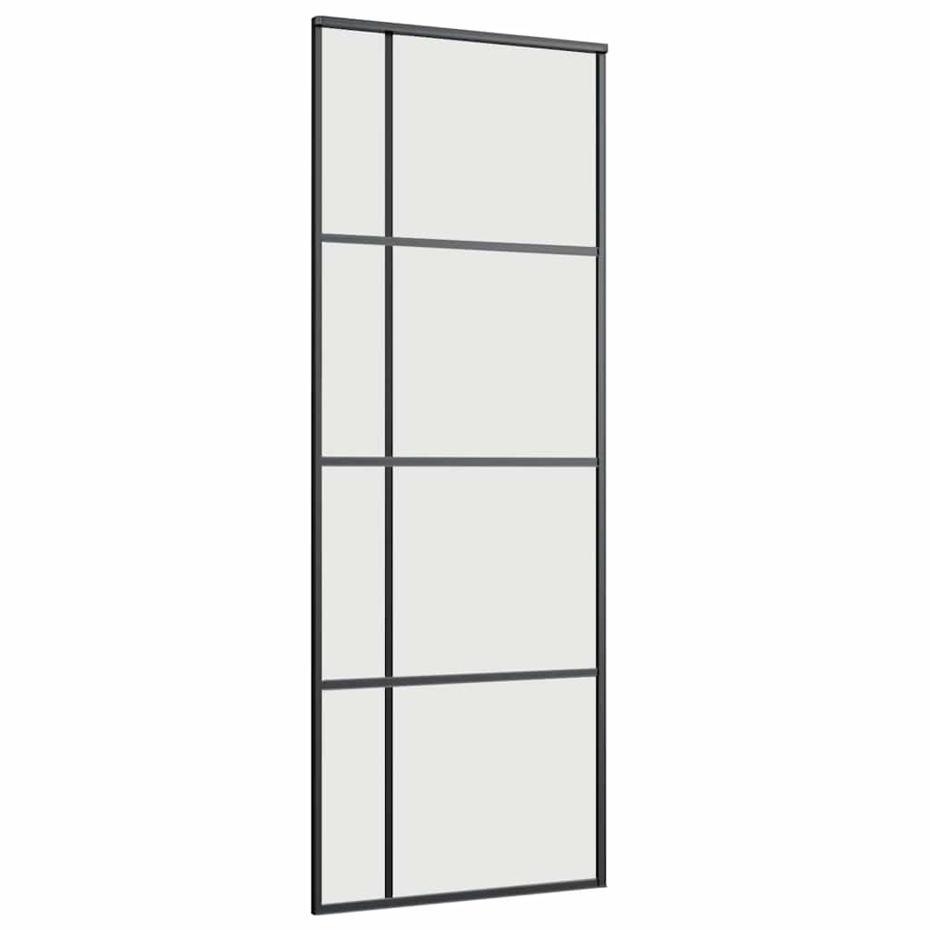 vidaXL Sliding Door with Hardware Set Black 76x205 cm ESG Glass 5