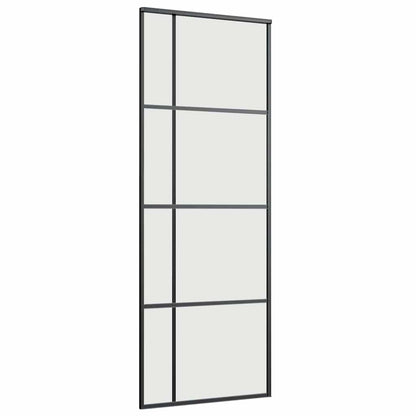 vidaXL Sliding Door with Hardware Set Black 76x205 cm ESG Glass 5