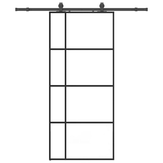 vidaXL Sliding Door with Hardware Set Black 90x205 cm ESG Glass 2