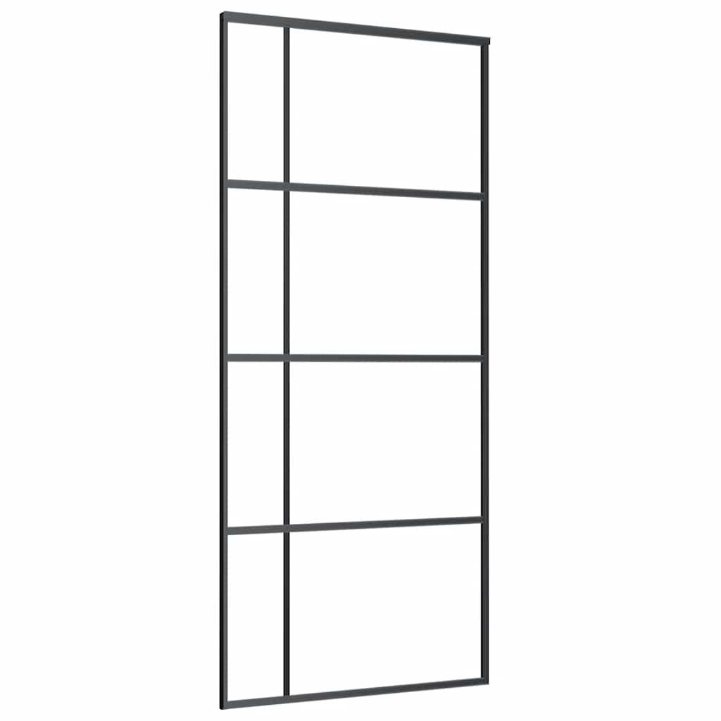 vidaXL Sliding Door with Hardware Set Black 90x205 cm ESG Glass 5