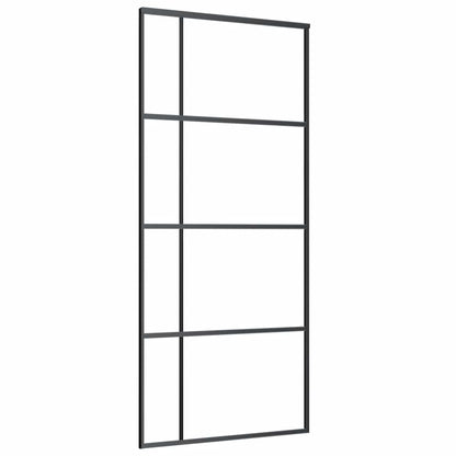 vidaXL Sliding Door with Hardware Set Black 90x205 cm ESG Glass 5