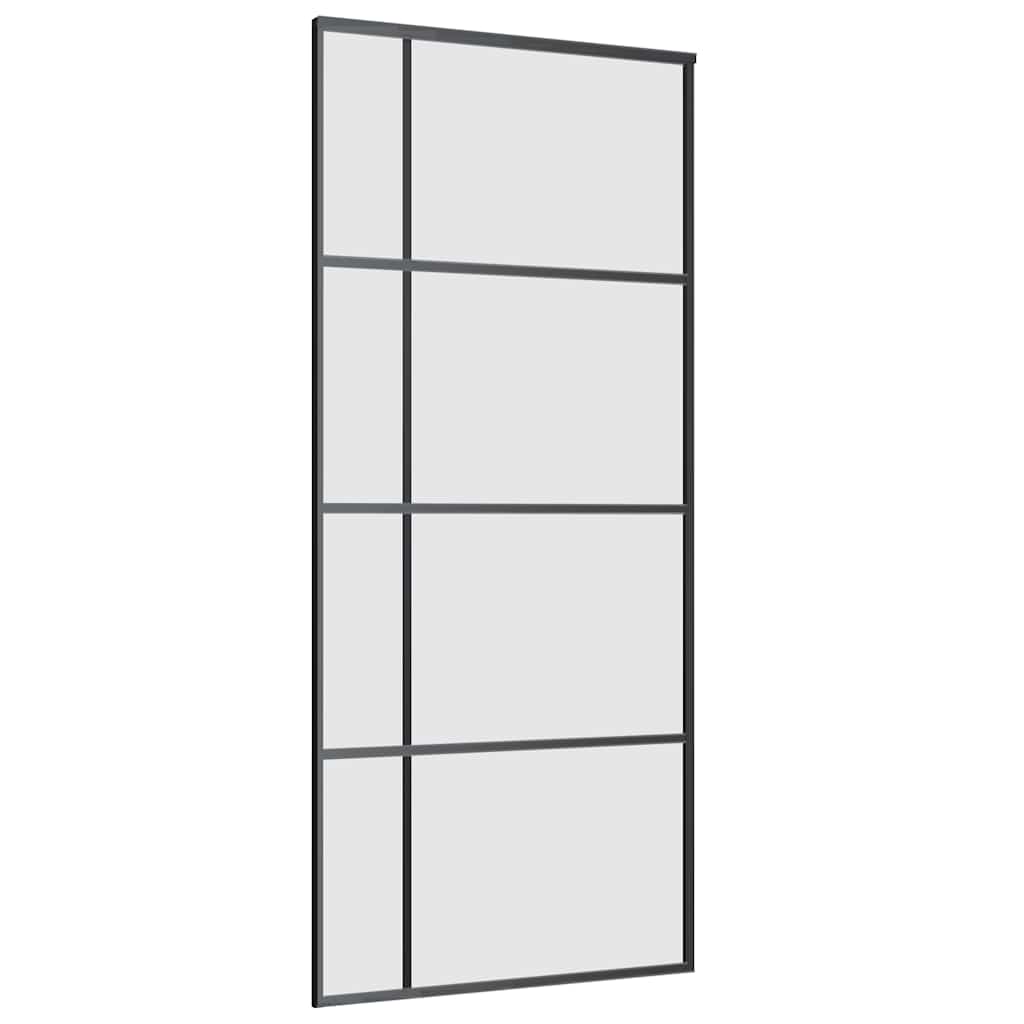 vidaXL Sliding Door with Hardware Set Black 90x205 cm ESG Glass 5