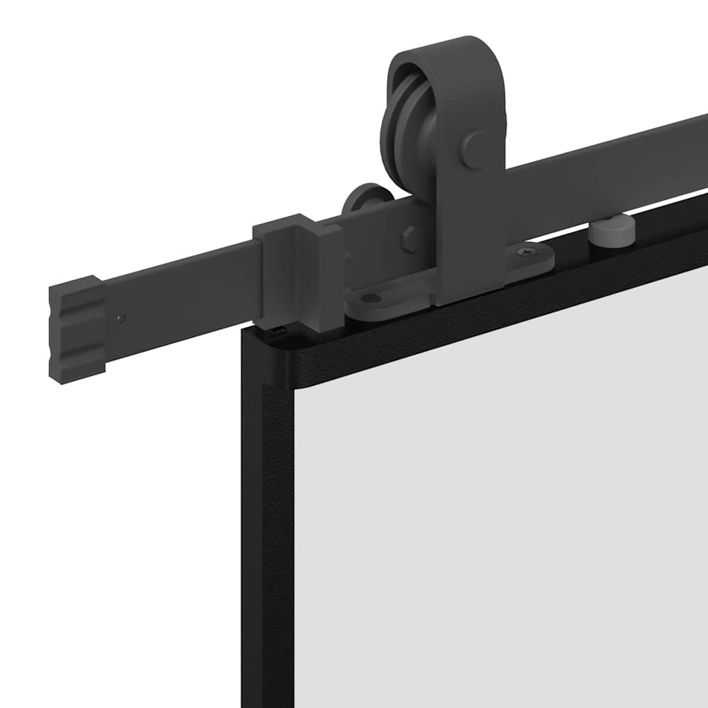 vidaXL Sliding Door with Hardware Set Black 90x205 cm ESG Glass 6