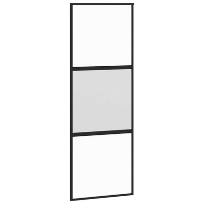 vidaXL Sliding Door with Hardware Set Black 76x205 cm Tempered Glass 5
