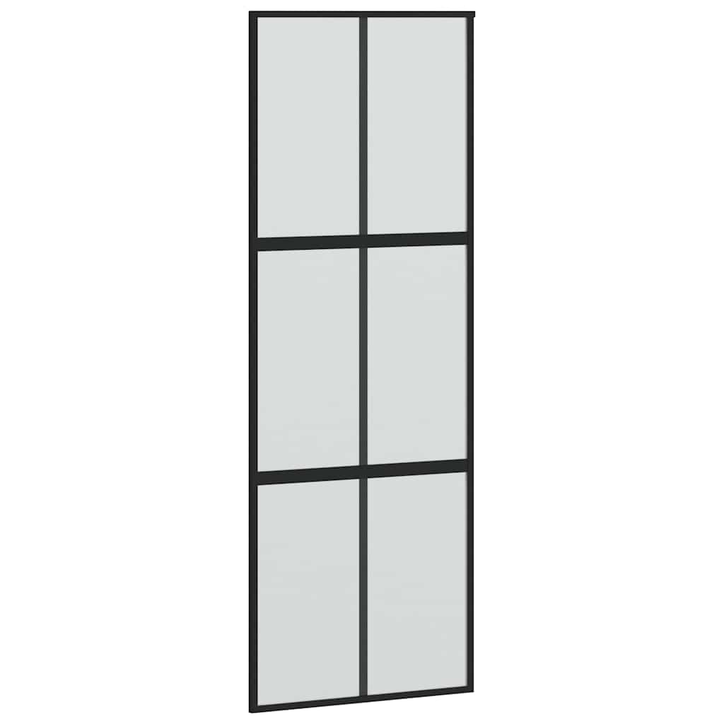 vidaXL Sliding Door with Hardware Set Black 76x205 cm Tempered Glass 5
