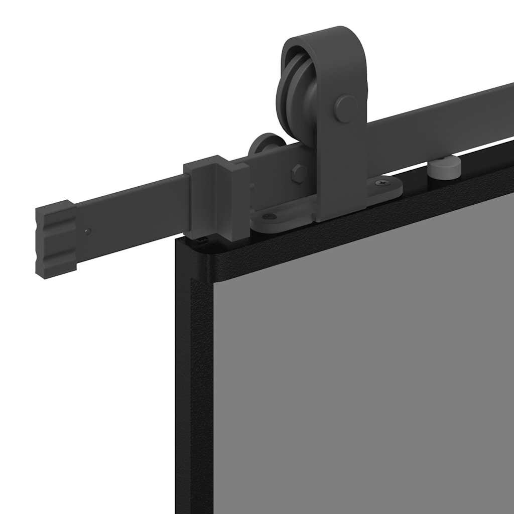 vidaXL Sliding Door with Hardware Set Black 76x205 cm Tempered Glass 6